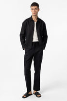 Antioch-Siyah 100% Keten Yüksek Bel Erkek Pantolon-Kumaş Pantolon-2-Milagron.com