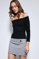 Antioch-Siyah Açık Omuz Detaylı Top-Top-3-Milagron.com
