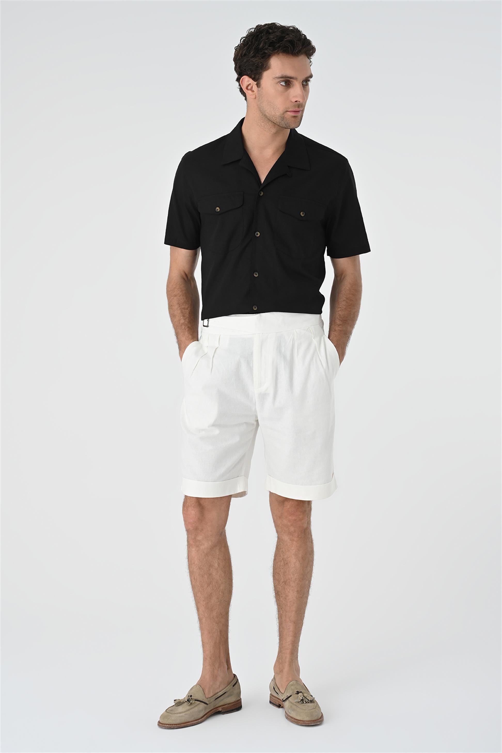 Antioch-Siyah Apaş Yaka Cep Detaylı Erkek Gömlek-Gömlek-2-Milagron.com