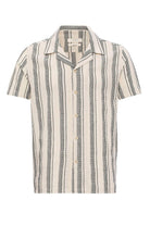 Antioch-Siyah Apaş Yaka Çizgili Kısa Kollu Erkek Gömlek-Gömlek-7-Milagron.com