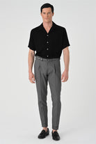 Antioch-Siyah Apaş Yaka Oversize Kısa Kollu Erkek Gömlek-Gömlek-1-Milagron.com