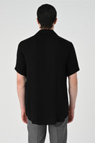 Antioch-Siyah Apaş Yaka Oversize Kısa Kollu Erkek Gömlek-Gömlek-5-Milagron.com
