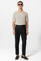 Antioch-Siyah Apaş Yaka çizgili örme Erkek T Shirt-T-Shirts-2-Milagron.com