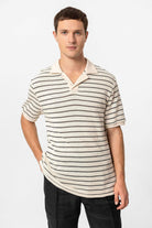 Antioch-Siyah Apaş Yaka çizgili örme Erkek T Shirt-T-Shirts-3-Milagron.com