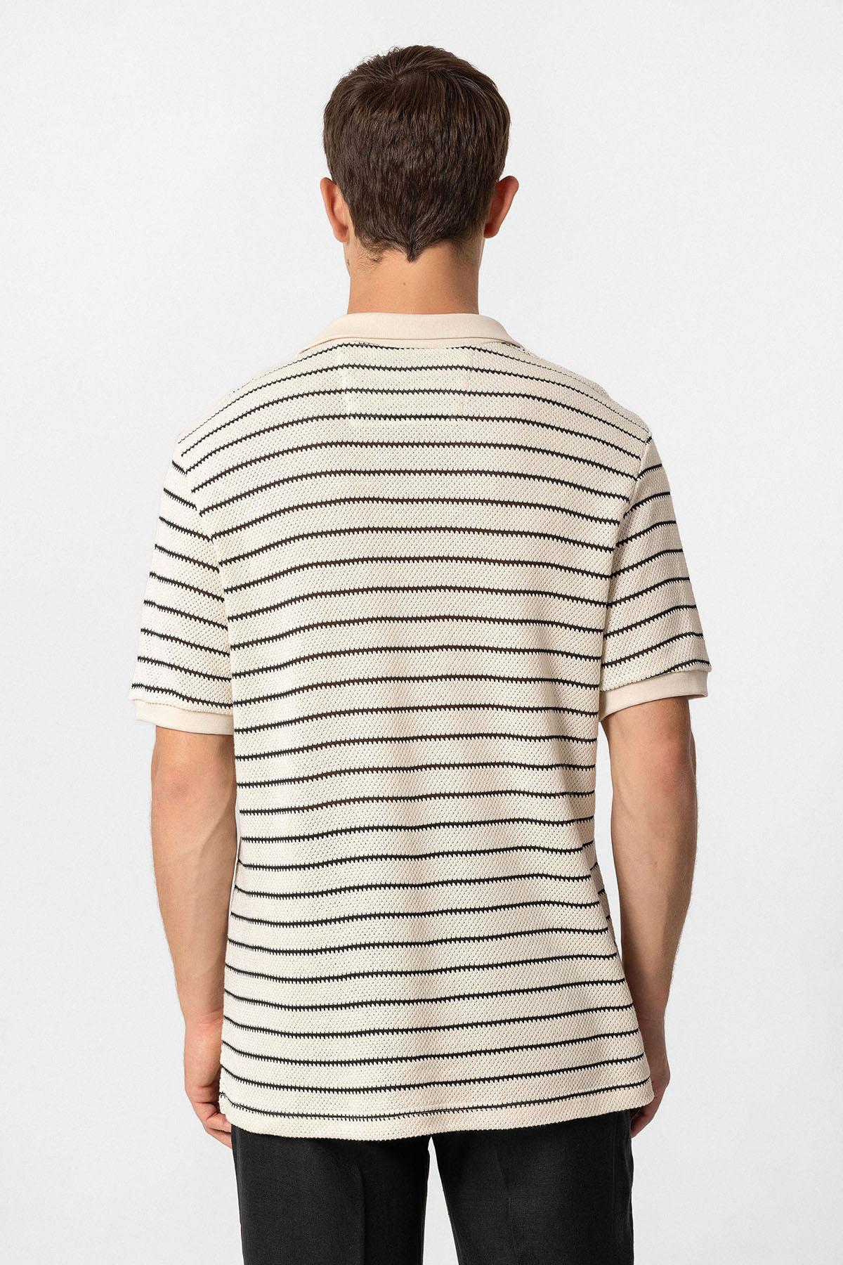 Antioch-Siyah Apaş Yaka çizgili örme Erkek T Shirt-T-Shirts-5-Milagron.com