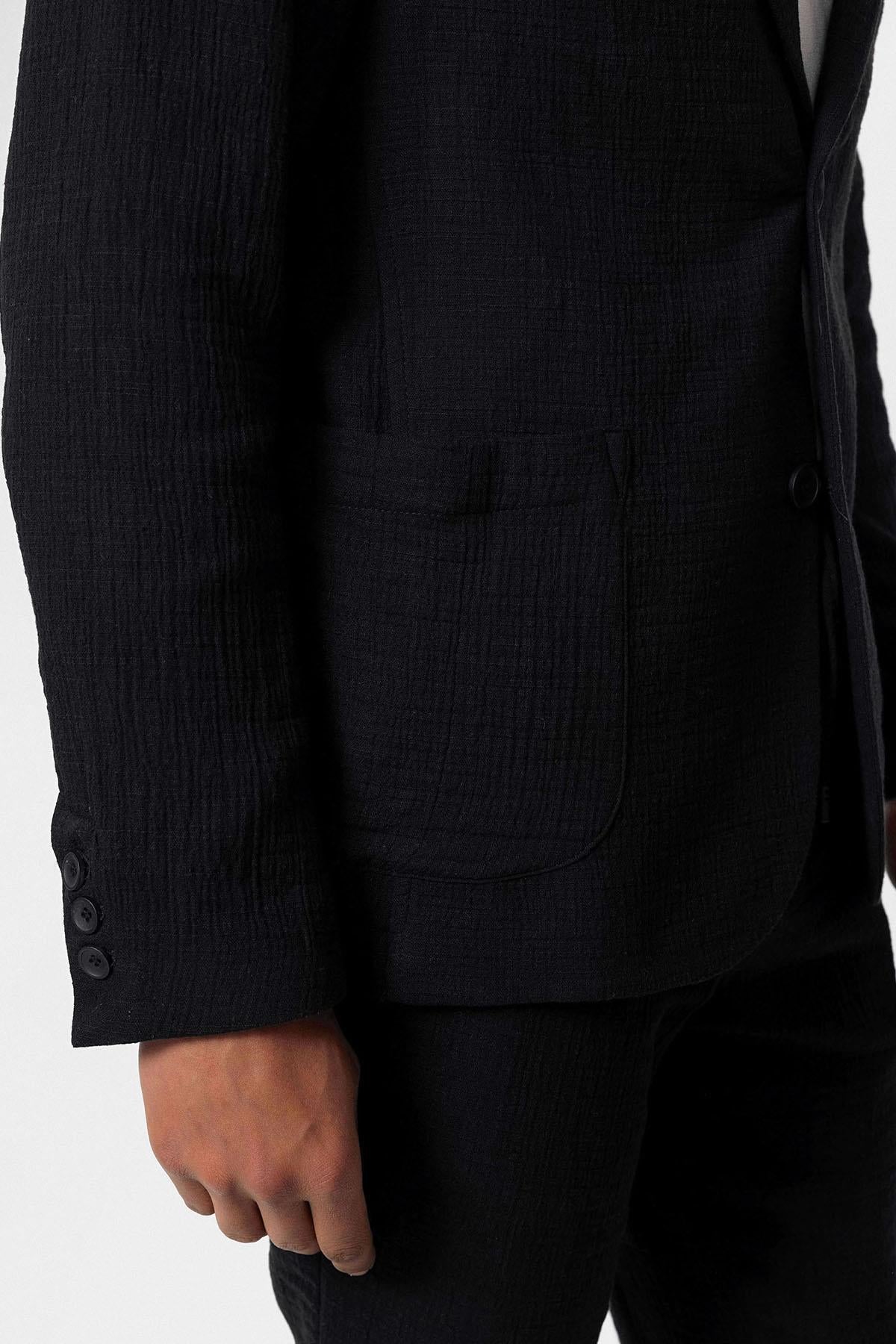 Antioch-Siyah Astarsız Torba Cepli Erkek Blazer Ceket-Ceket-4-Milagron.com