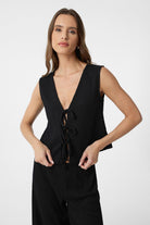 Antioch-Siyah Bağ Detaylı Dokulu Kadın Takım-Alt - Üst Takım-2-Milagron.com