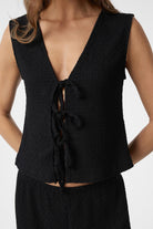 Antioch-Siyah Bağ Detaylı Dokulu Kadın Takım-Alt - Üst Takım-3-Milagron.com