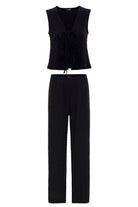 Antioch-Siyah Bağ Detaylı Dokulu Kadın Takım-Alt - Üst Takım-5-Milagron.com