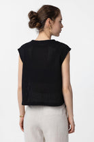 Antioch-Siyah Bağcıklı Örgü Dokulu Kadın Top-Top-4-Milagron.com