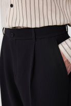 Antioch-Siyah Baggy Fitilli Erkek Pantolon-Kumaş Pantolon-3-Milagron.com