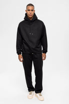 Antioch-Siyah Baklava Desenli Oversize Erkek Eşofman Takımı-Alt - Üst Takım-1-Milagron.com