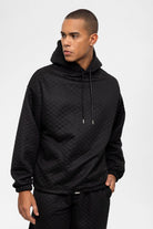 Antioch-Siyah Baklava Desenli Oversize Erkek Eşofman Takımı-Alt - Üst Takım-4-Milagron.com