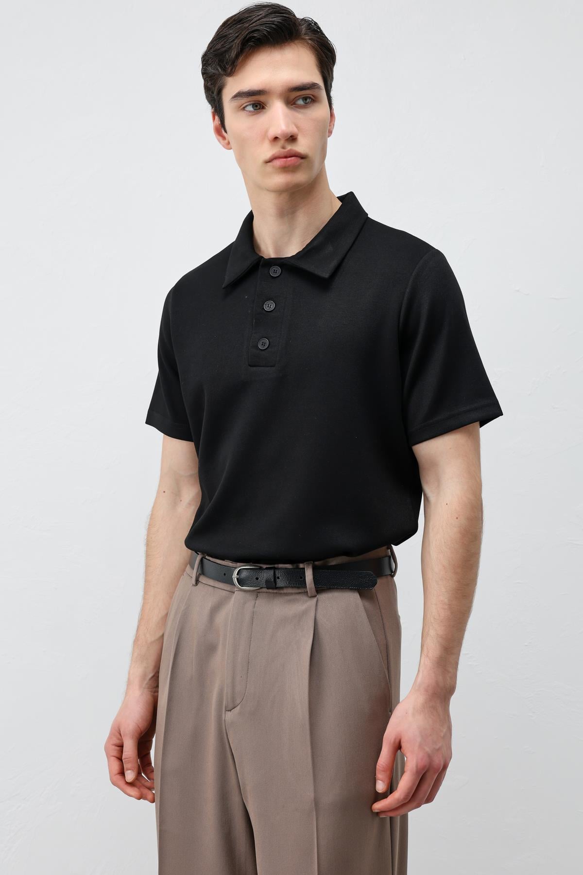 Antioch Siyah Basic Polo Yaka Erkek T-Shirt
