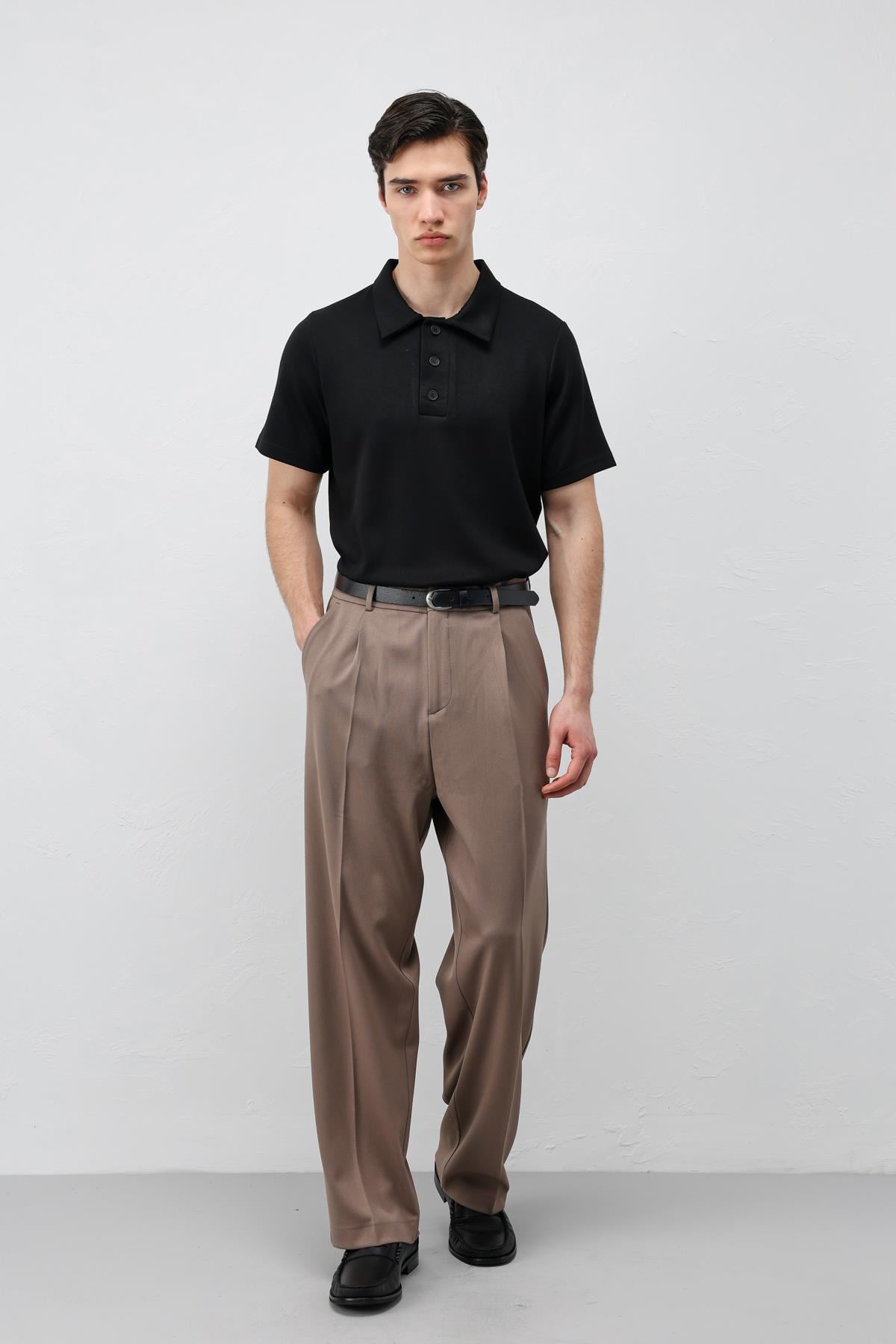 Antioch Siyah Basic Polo Yaka Erkek T-Shirt