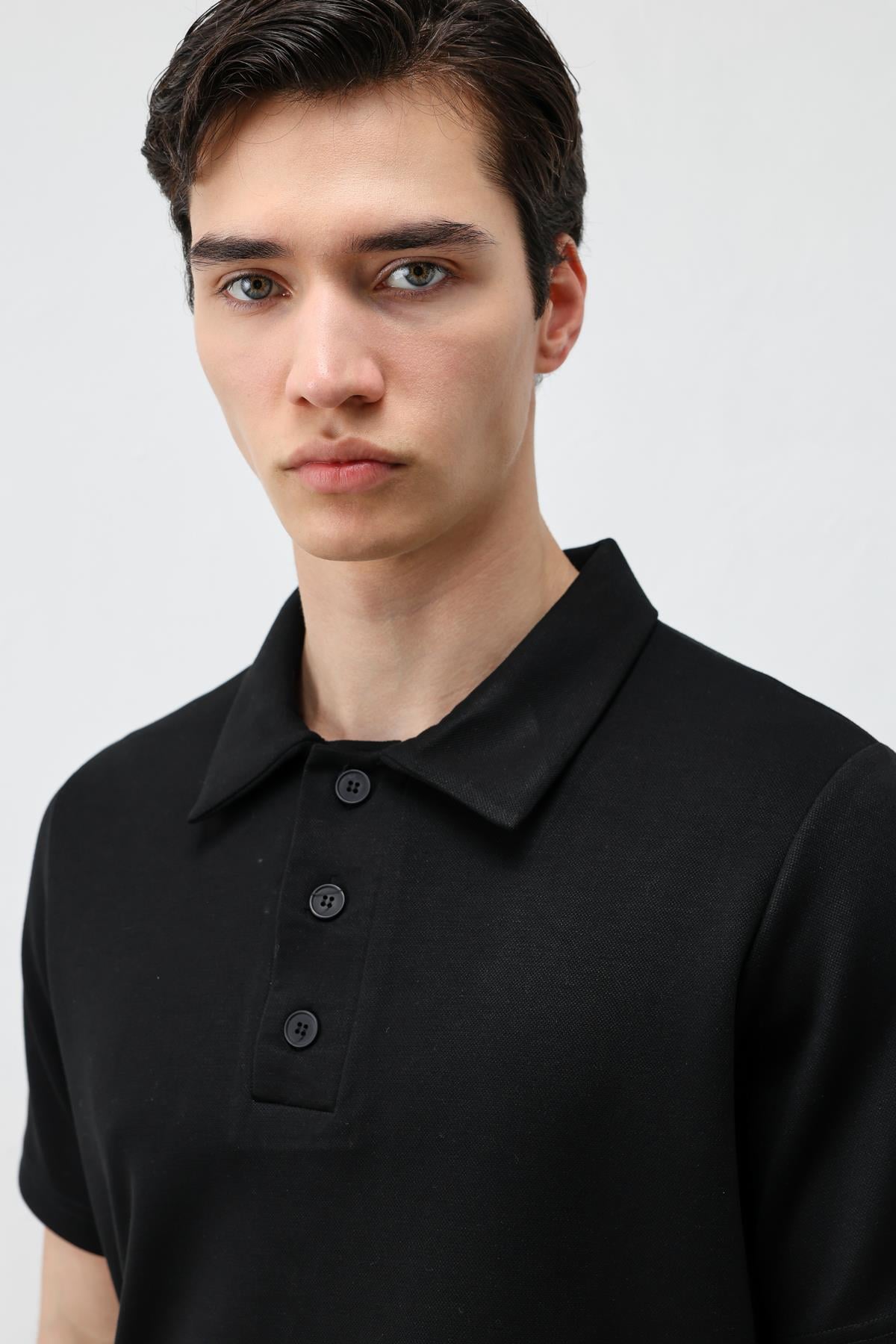Antioch Siyah Basic Polo Yaka Erkek T-Shirt