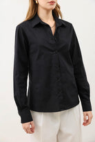 Antioch Siyah Basic Slim Fit Kadın Gömlek