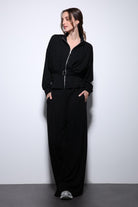 Antioch-Siyah Bel Kemerli Geniş Paça Pantolonlu Takım-Takım-3-Milagron.com