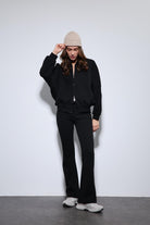 Antioch-Siyah Bomber Ceket Ve İspanyol Paça Eşofman Takım-Takım-1-Milagron.com