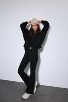 Antioch-Siyah Bomber Ceket Ve İspanyol Paça Eşofman Takım-Takım-2-Milagron.com