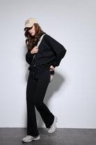 Antioch-Siyah Bomber Ceket Ve İspanyol Paça Eşofman Takım-Takım-3-Milagron.com