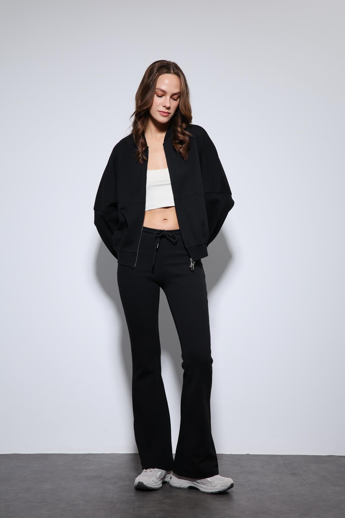 Antioch-Siyah Bomber Ceket Ve İspanyol Paça Eşofman Takım-Takım-5-Milagron.com
