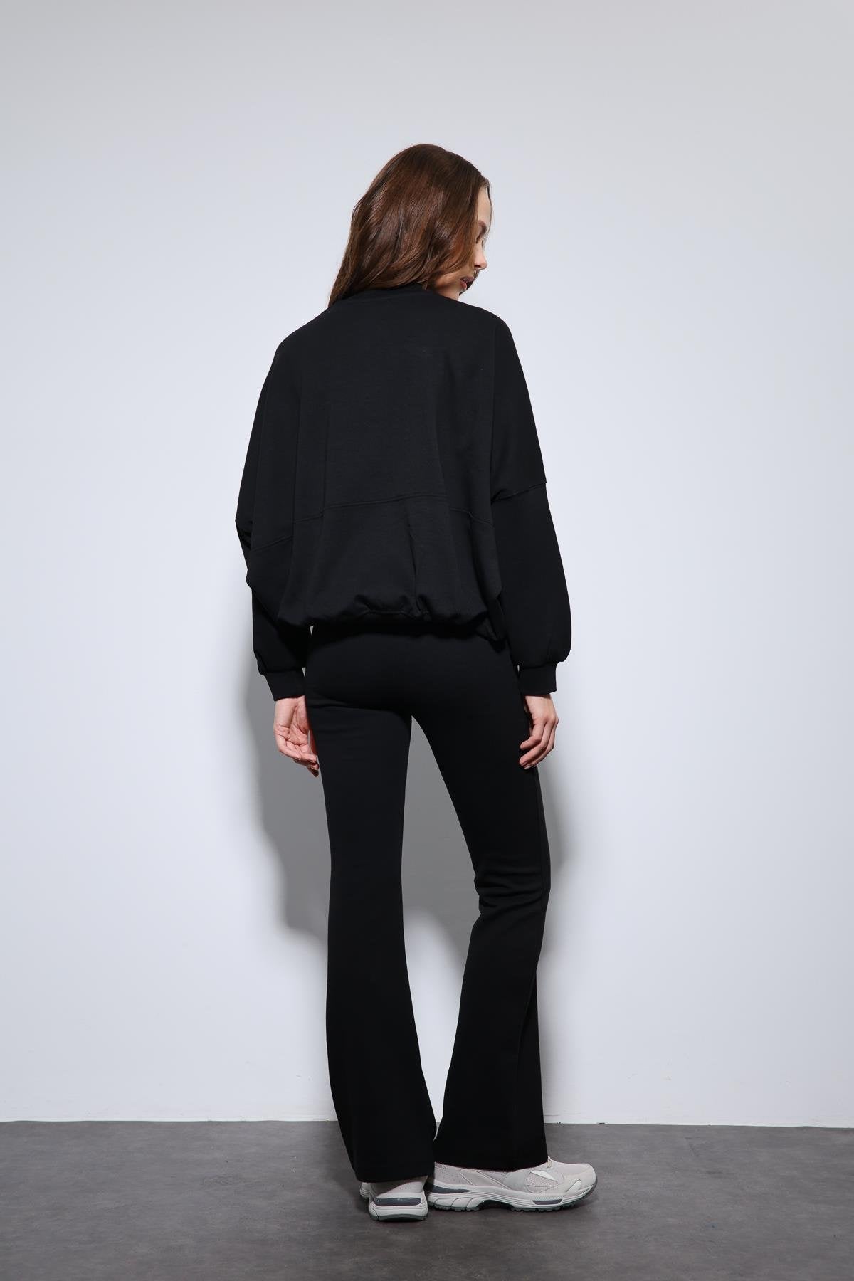 Antioch-Siyah Bomber Ceket Ve İspanyol Paça Eşofman Takım-Takım-8-Milagron.com