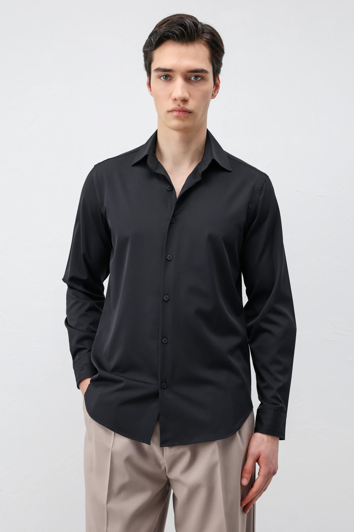 Antioch Siyah Comfort Slim Erkek Gömlek