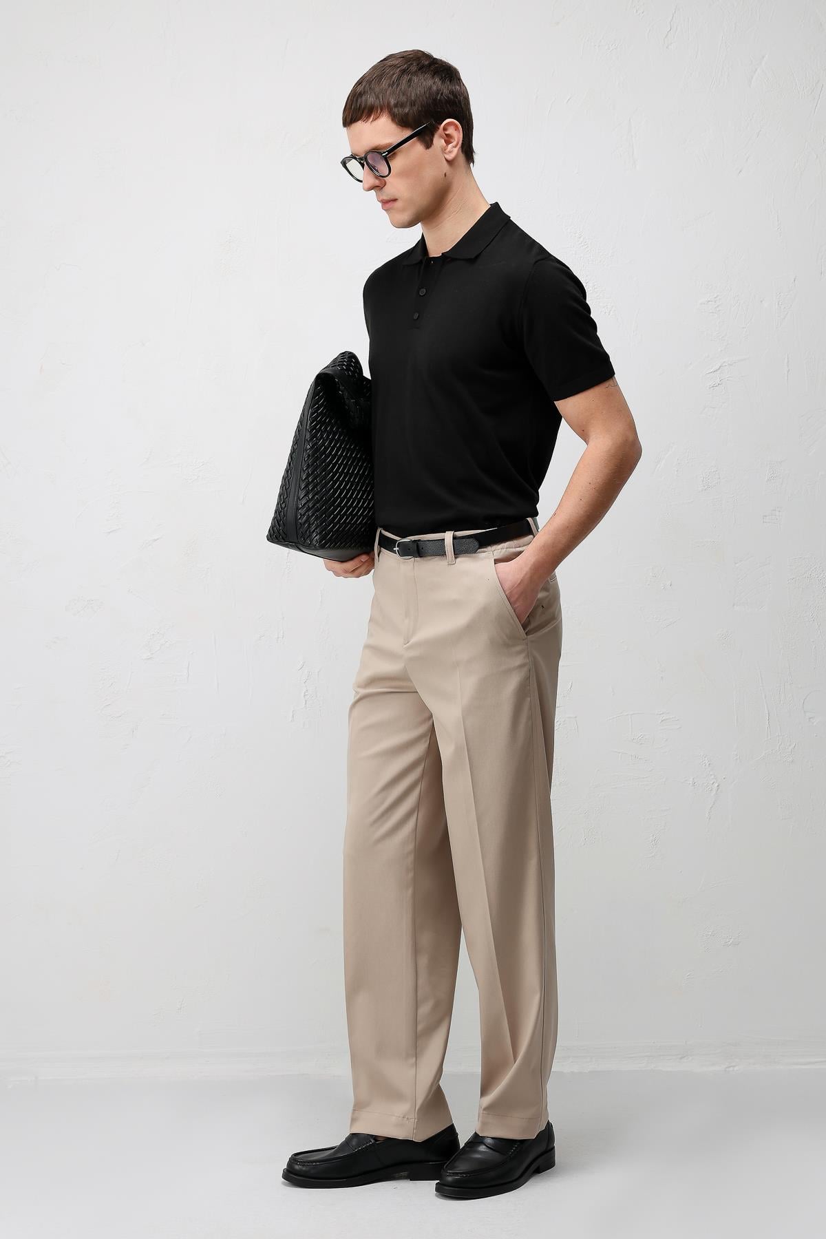 Antioch Siyah Comfort Slim Polo Yaka Erkek Triko T-Shirt