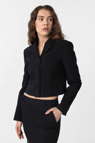 Antioch-Siyah Crop Kadın Blazer Ceket-Blazer Ceket-1-Milagron.com