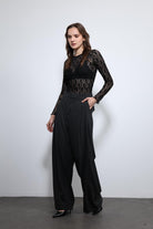 Antioch-Siyah Dantel Detaylı Transparan Bluz-Bluz-2-Milagron.com