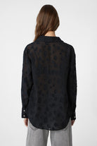 Antioch-Siyah Desenli Transparan Gömlek-Gömlek-6-Milagron.com
