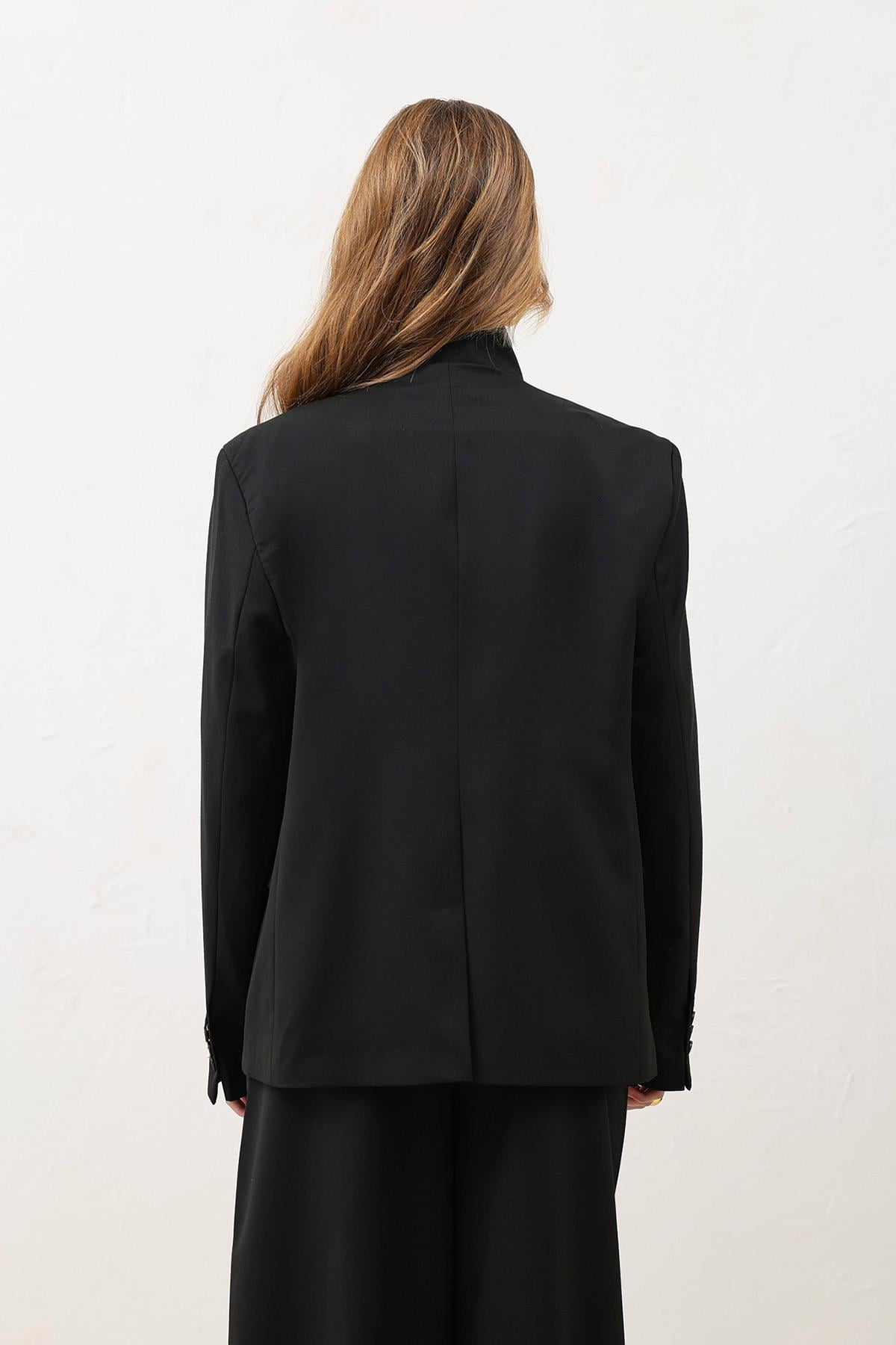 Antioch Siyah Dik Yaka Kadın Blazer Ceket