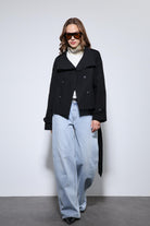 Antioch-Siyah Dik Yaka Kruvaze Trençkot-Trençkot-1-Milagron.com