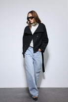 Antioch-Siyah Dik Yaka Kruvaze Trençkot-Trençkot-2-Milagron.com