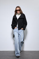 Antioch-Siyah Dik Yaka Kruvaze Trençkot-Trençkot-3-Milagron.com