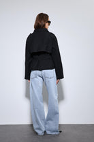 Antioch-Siyah Dik Yaka Kruvaze Trençkot-Trençkot-6-Milagron.com