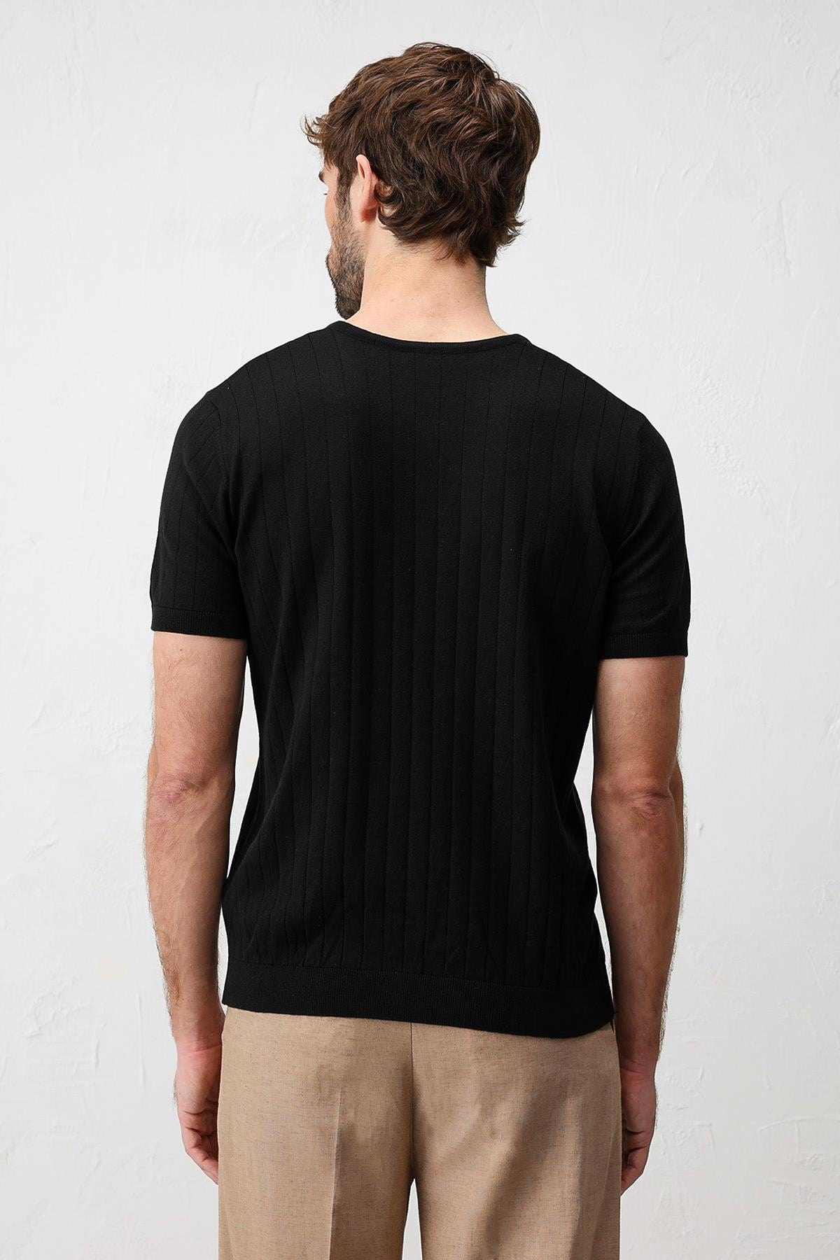 Antioch Siyah Dokulu Erkek Triko T-Shirt