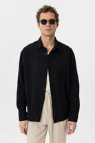 Antioch-Siyah Dokulu Jakarlı Pamuklu Erkek Gömlek-Gömlek-2-Milagron.com