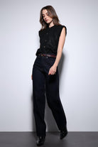 Antioch-Siyah Dokulu Kadın Triko Yelek-Yelek-5-Milagron.com