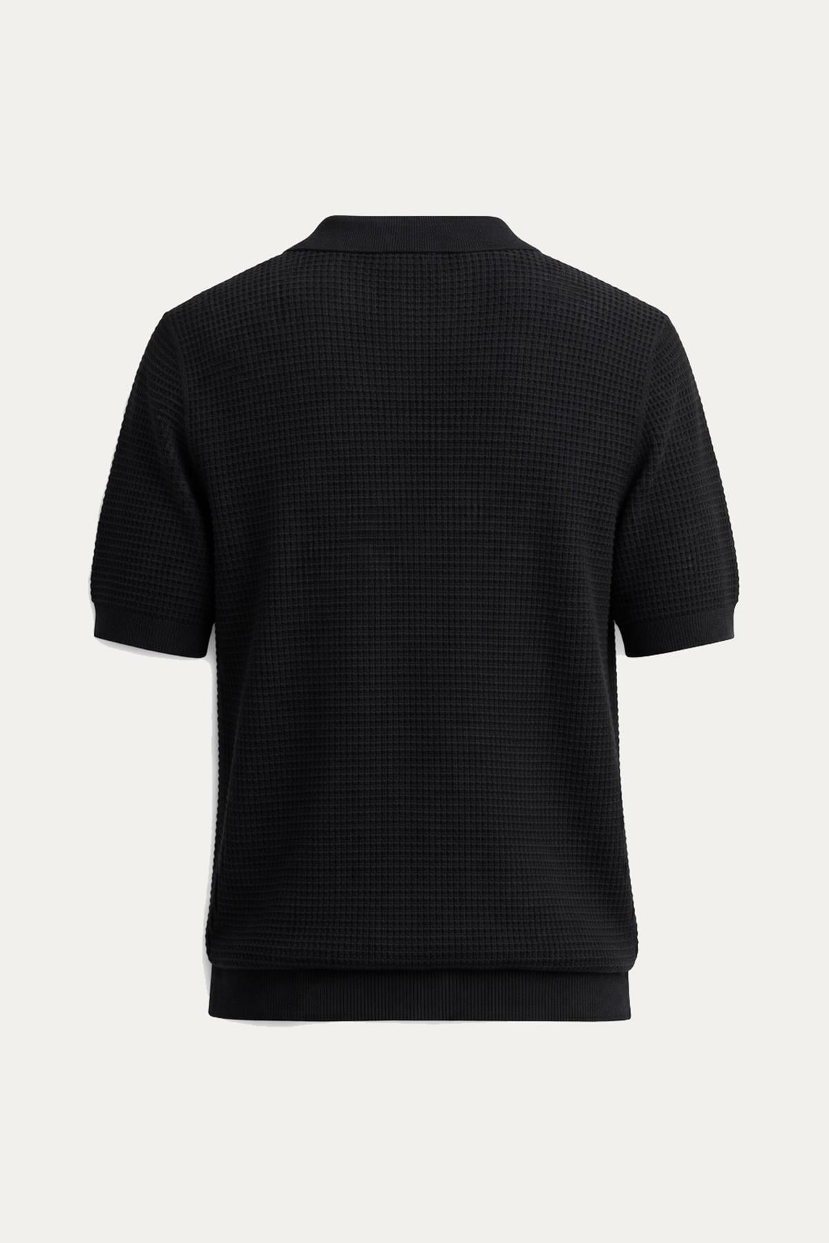 Antioch Siyah Dokulu Polo Yaka Erkek T-Shirt