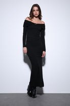 Antioch-Antioch Siyah Drape Detaylı Aksesuarlı Elbise-Elbise-2-Milagron.com