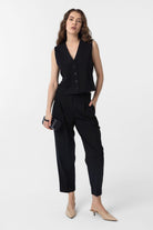 Antioch-Siyah Duble Paça Pensli Kadın Pantolon-Kumaş Pantolon-2-Milagron.com