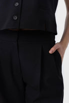 Antioch-Siyah Duble Paça Pensli Kadın Pantolon-Kumaş Pantolon-3-Milagron.com