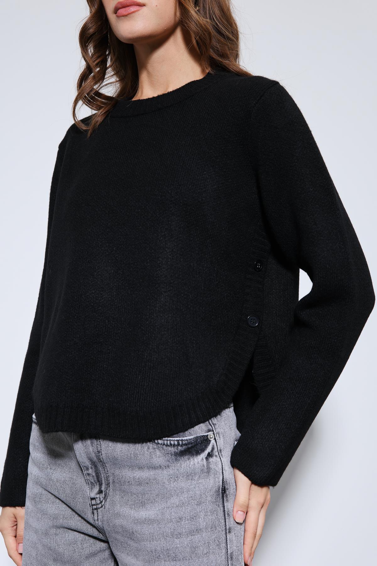 Antioch-Siyah Düğme Detaylı Triko Kazak-Kazak-6-Milagron.com