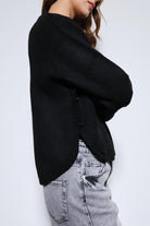 Antioch-Siyah Düğme Detaylı Triko Kazak-Kazak-7-Milagron.com