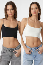 Antioch-Siyah Ekru 2'li Paket Kadın Askılı Top-Top-1-Milagron.com