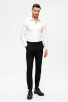 Antioch-Siyah Erkek Aksesuar Detaylı Slim Fit Pantolon-Kumaş Pantolon-1-Milagron.com