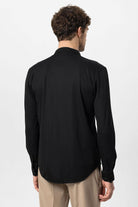 Antioch-Siyah Erkek Hakim Yaka Gizli Düğme Uzun Kollu Slim Fit Gömlek-Gömlek-6-Milagron.com