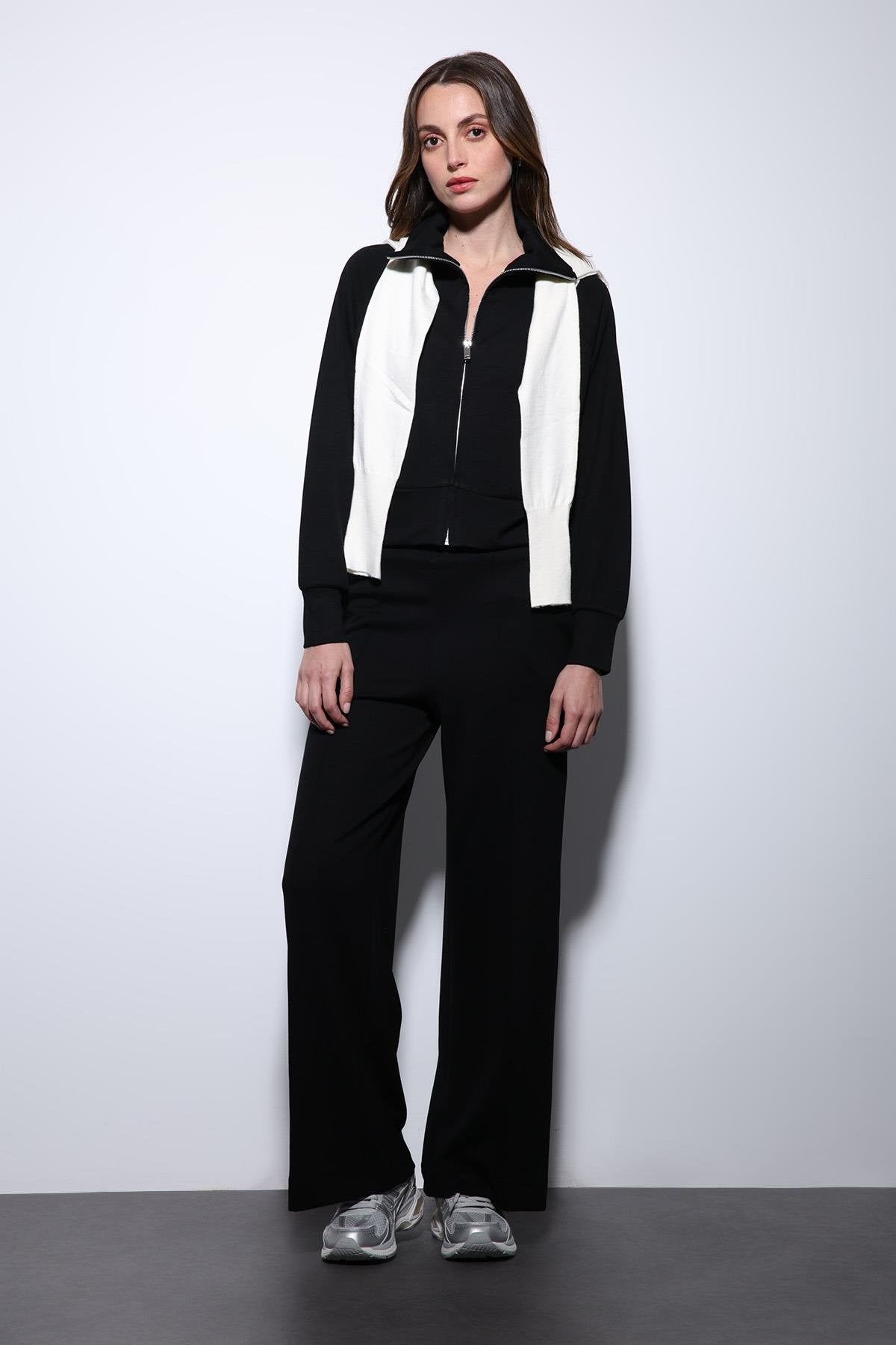 Antioch-Siyah Fermuarlı Kadın Eşofman Takım-Takım-3-Milagron.com